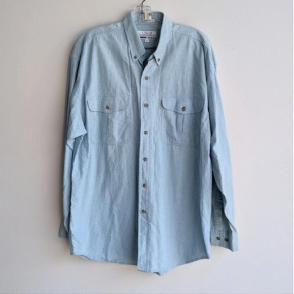 100% cotton denim button down shirt - Picture 1 of 5